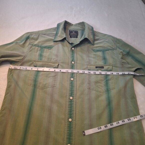 Lucky Brand Mens Western Shirt Sz M Plaid Pearl Snap Button Dugarees Cowboy - Picture 8 of 12
